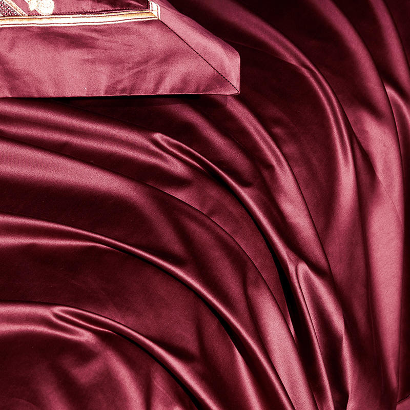 Lezkira Burgundy Luxury Embroidery Egyptian Cotton Bedding Set