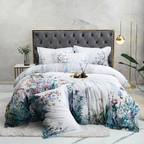 Gianna Light Gray Botanical Ultra Soft Egyptian Cotton Bedding Set