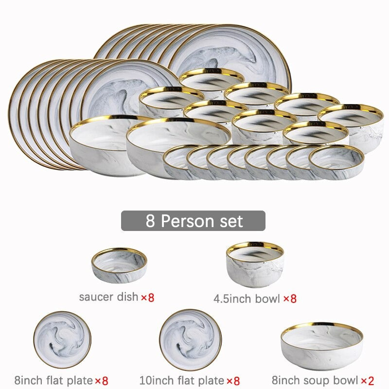 Catalina White Marble Luxury Dinnerware Set