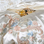 Esana White Embroidered Egyptian Cotton Satin Bedding Set