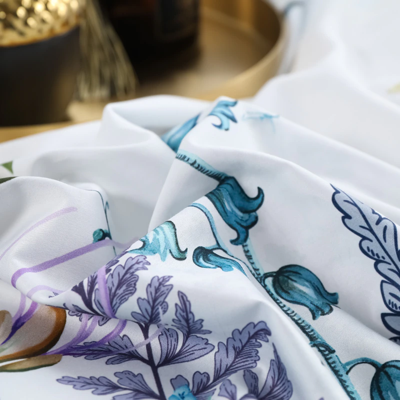 Gianna Sky Blue Botanical Ultra Soft Egyptian Cotton Bedding Set