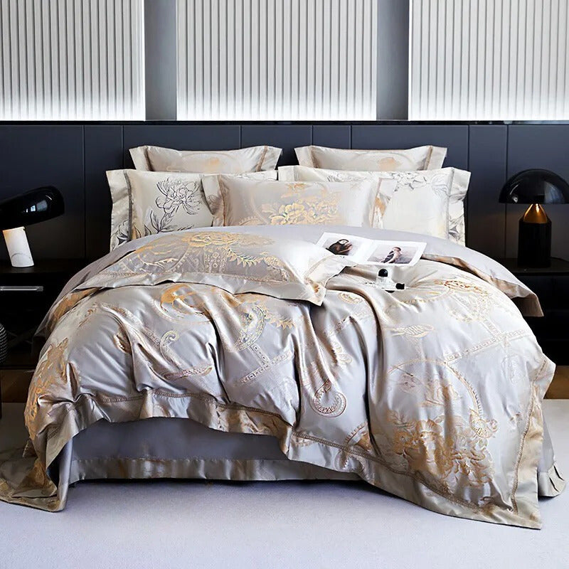 Freja Luxury Vintage Floral Jacquard Bedding Set