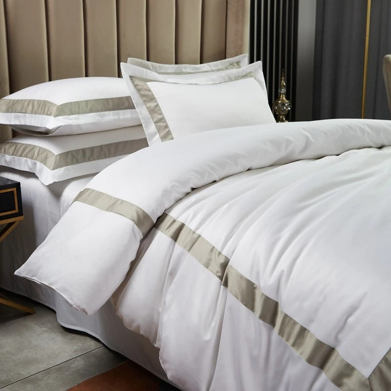 Vera Hotel Border Egyptian Cotton Bedding Set