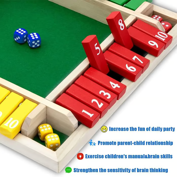 🎅2025 Christmas Hot Sale - SHUT THE BOX-WOODEN DICE BOARD GAME