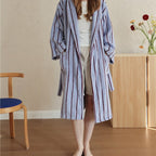 Nostalgic Soft Striped Bathrobe