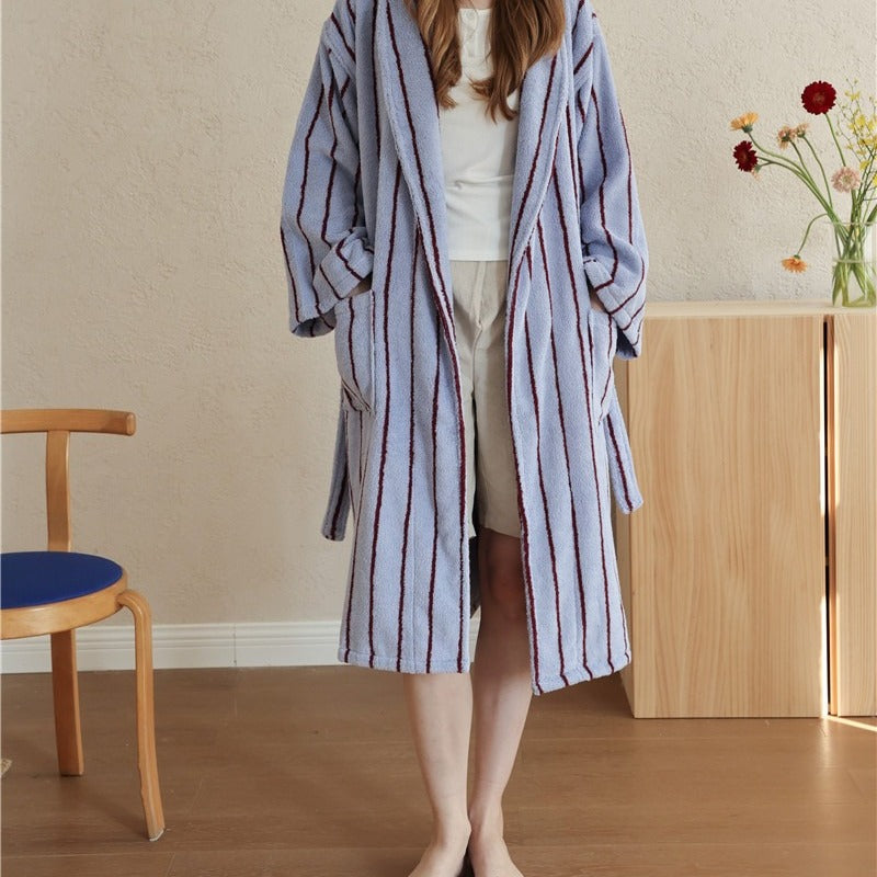 Nostalgic Soft Striped Bathrobe