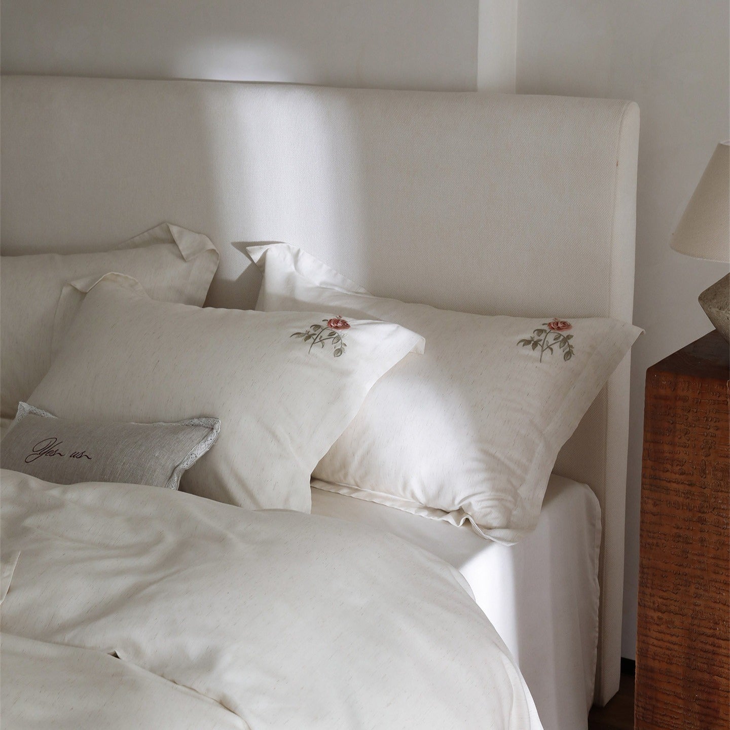 Minimal Rose Embroidery Bedding Set