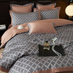 Roselle Lattice Printed Luxury Egyptian Cotton Bedding Set
