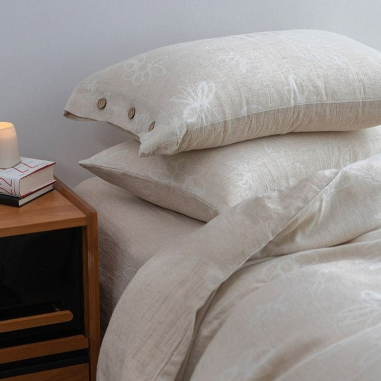 Wabi Sabi Floral Cotton Linen Bedding Set