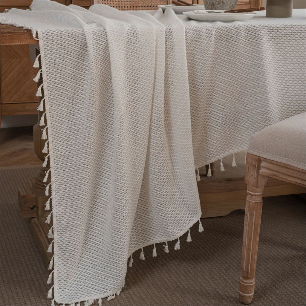Waffle Tassel Tablecloth