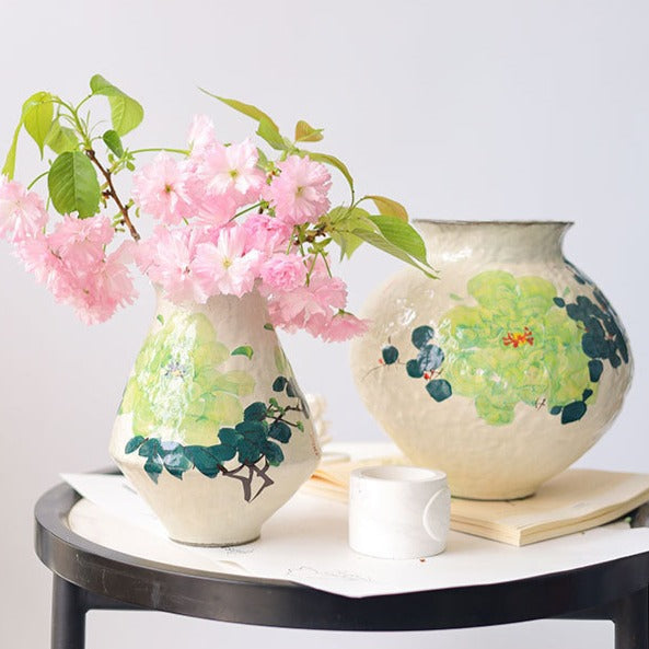 Green Rose Ceramic Vase