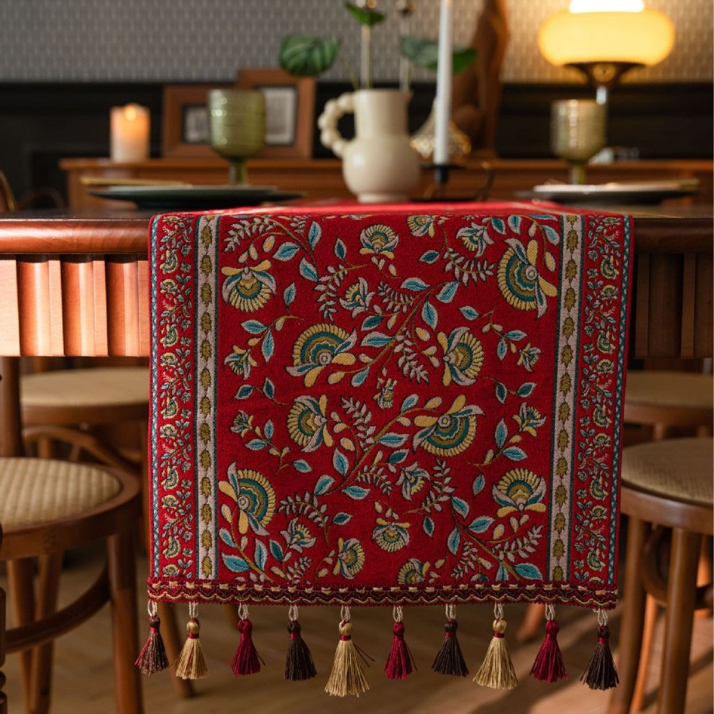 Vintage Bloom Tassel Table Runner