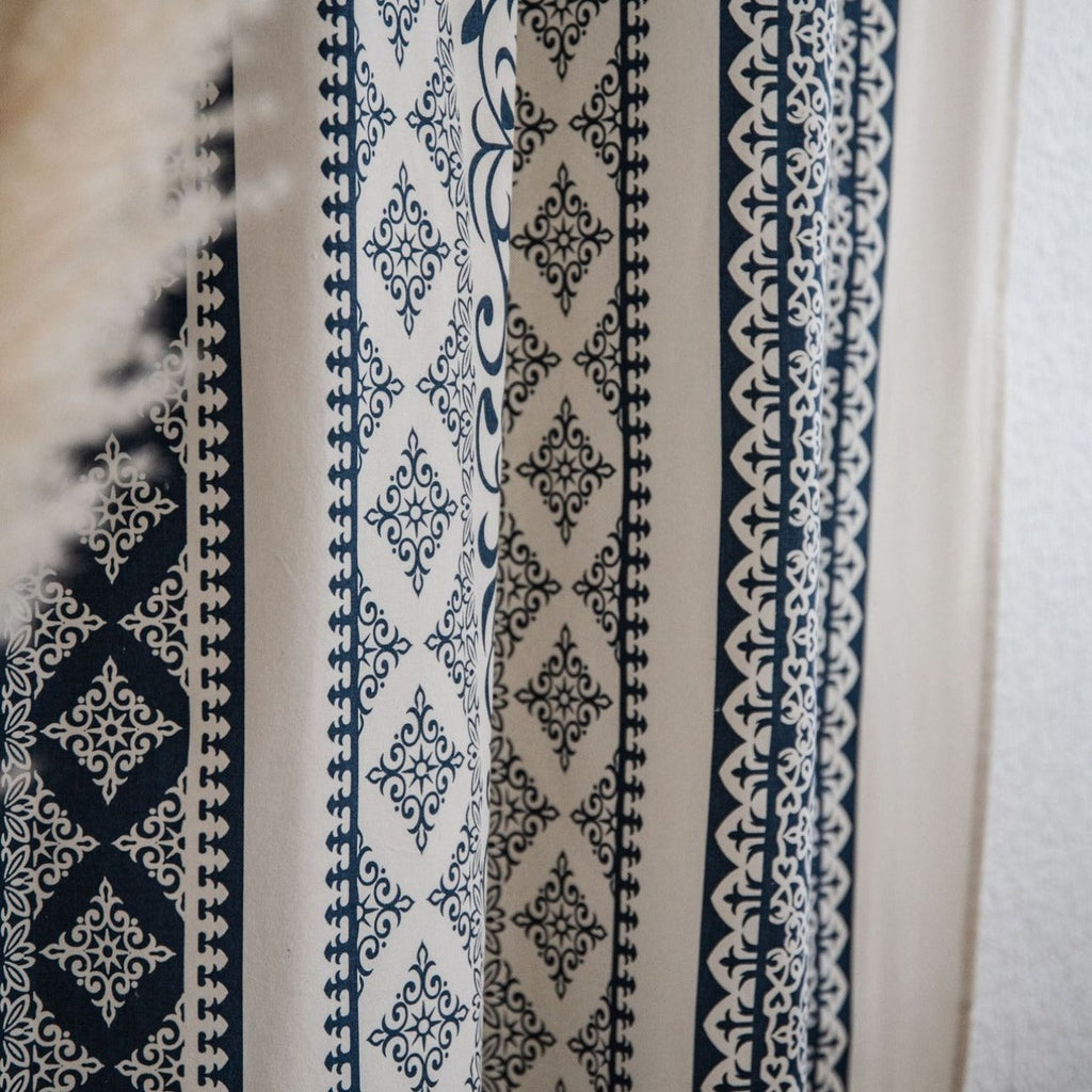 Santorini Blue Stripe Curtain
