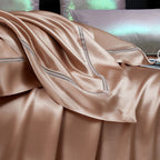 Solenne Cameo Rose Openwork Trim Luxury Pure Mulberry Silk Bedding Set