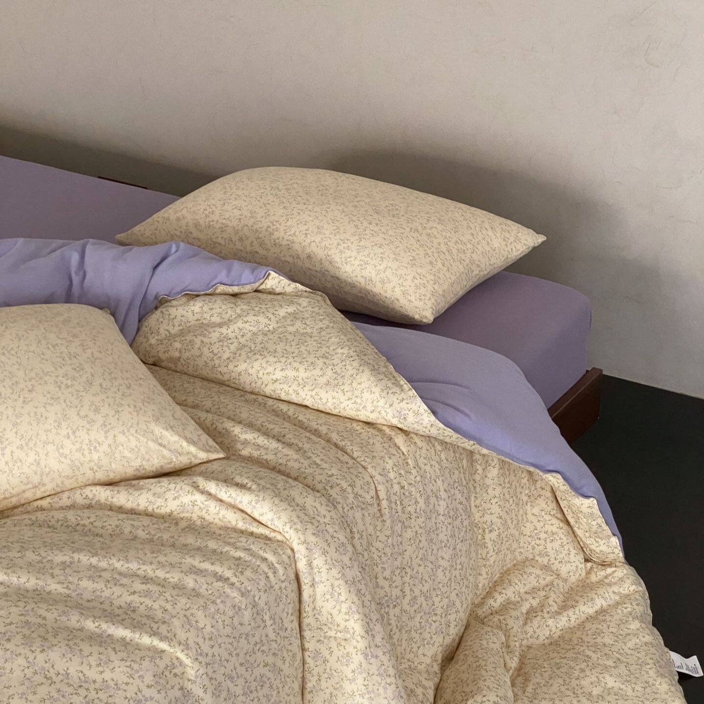 Cream Lavender Summer Quilted Blanket