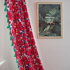 Vibrant Floral Tassel Curtain