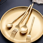 Aldomara Bamboo Gold Stainless Steel Cutlery Set