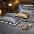 Brisa Grey Contrasting Hotel Stripe Bedding Set