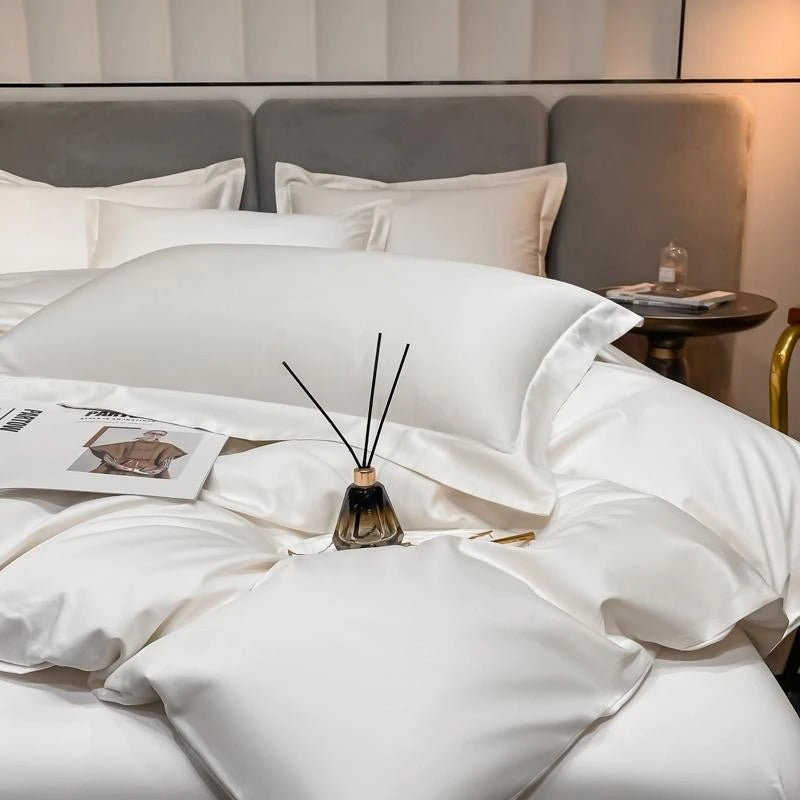 Neo White Silky Egyptian Cotton Bedding Set