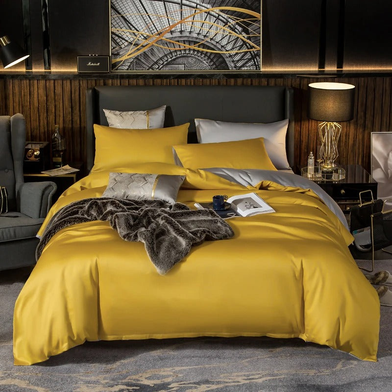 Shemir Gold Silver Reversible Egyptian Cotton Bedding Set