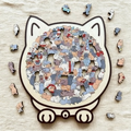 🐱Morandi-Colored Cat Shaped Wooden Jigsaw Puzzle