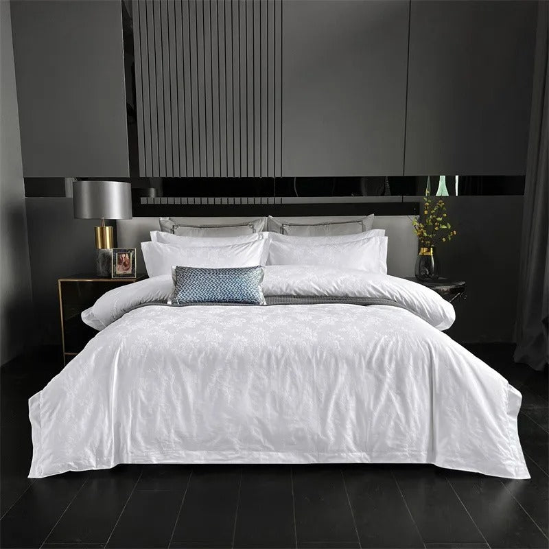 Ulla White Jacquard Egyptian Cotton Bedding Set