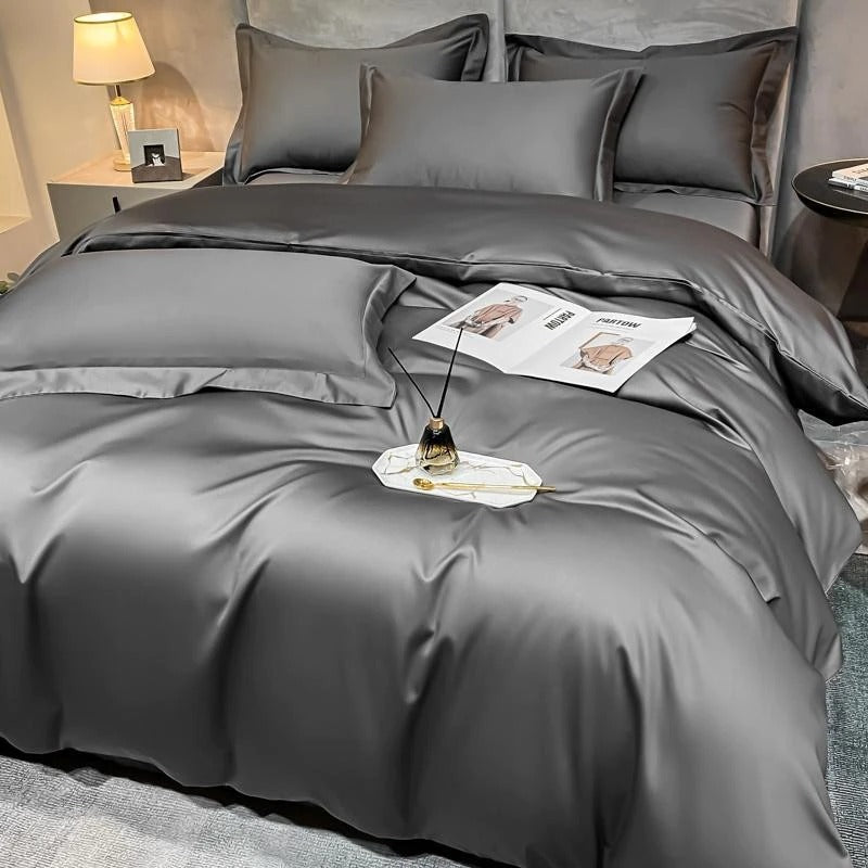 Neo Deep Grey Silky Egyptian Cotton Bedding Set