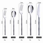 Aldomara Bamboo Silver Stainless Steel Cutlery Set