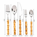Arashiyama Natural Bamboo Handle Stainless Steel Cutlery Set