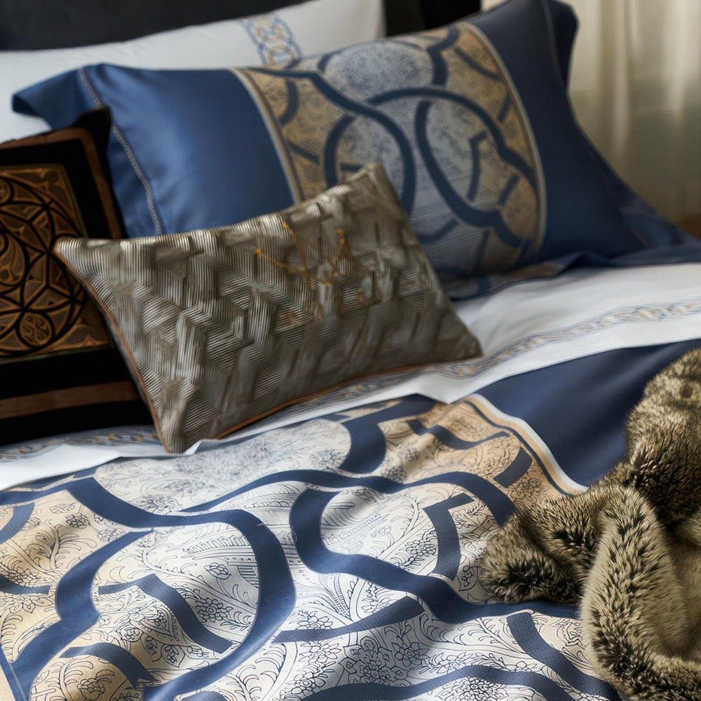 Astrid Space Blue Egyptian Cotton Bedding Set