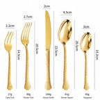 Aurora Gold Hammered Stainless Steel Cutlery Set