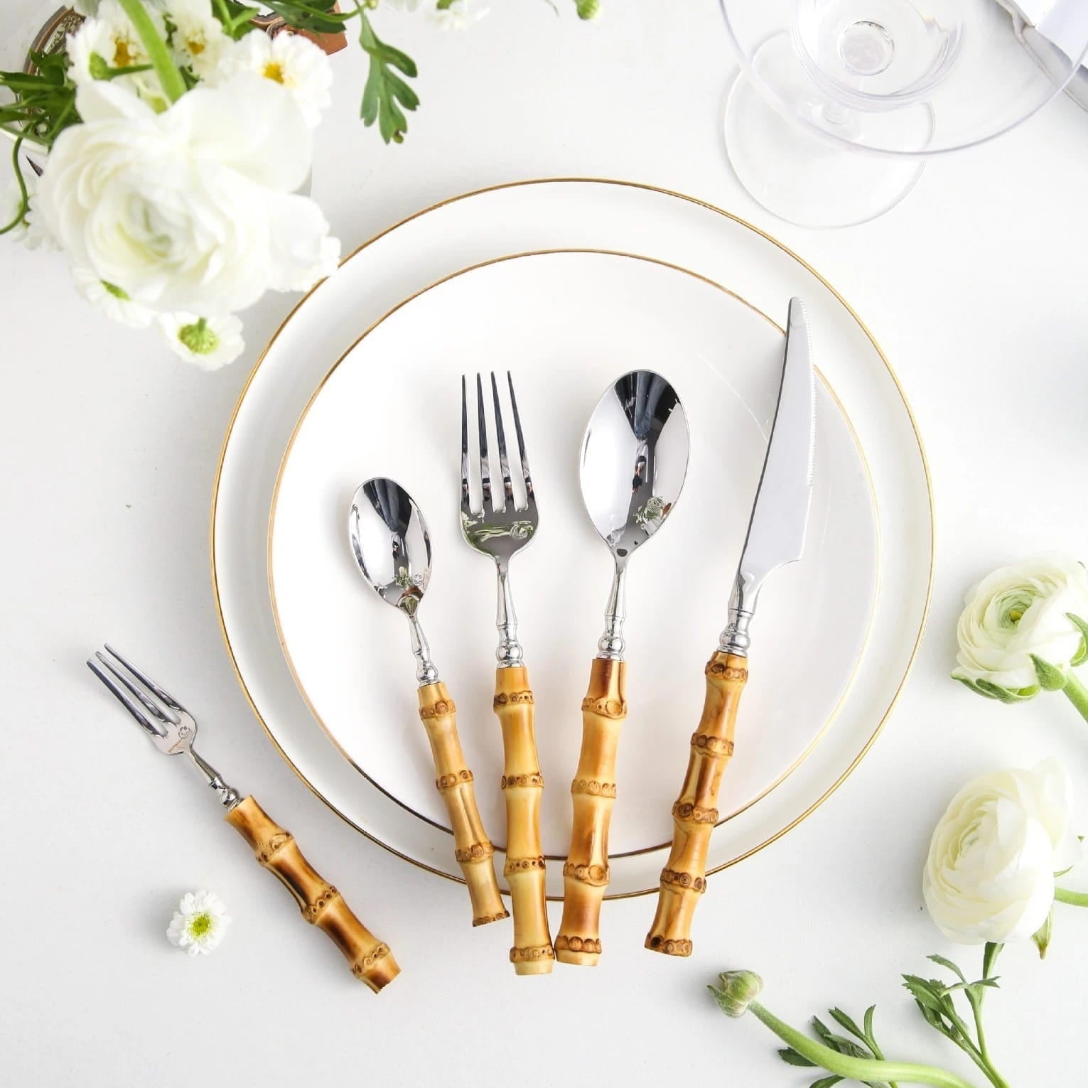 Arashiyama Natural Bamboo Handle Stainless Steel Cutlery Set