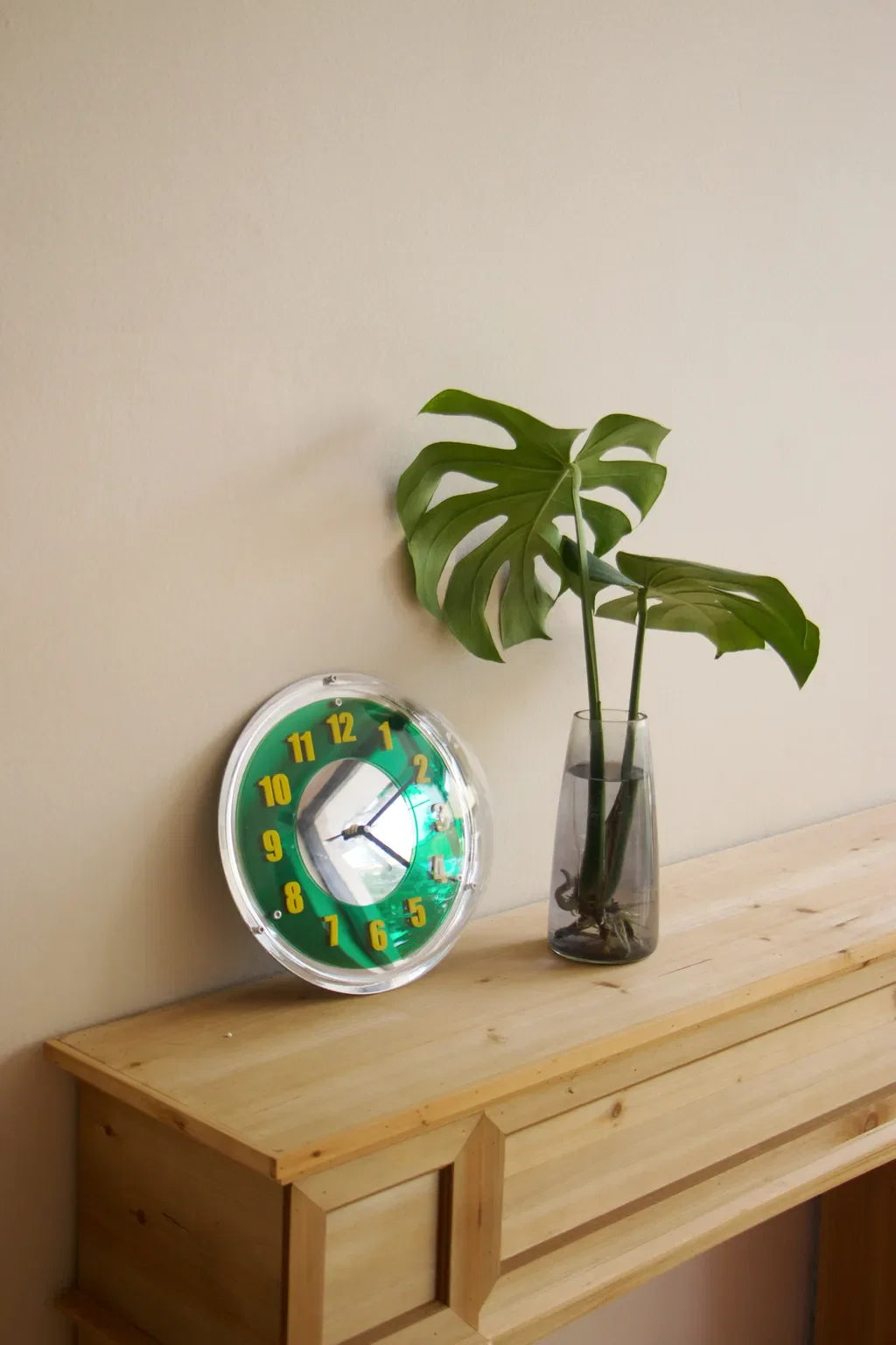 Chrome Green Reflector Clock