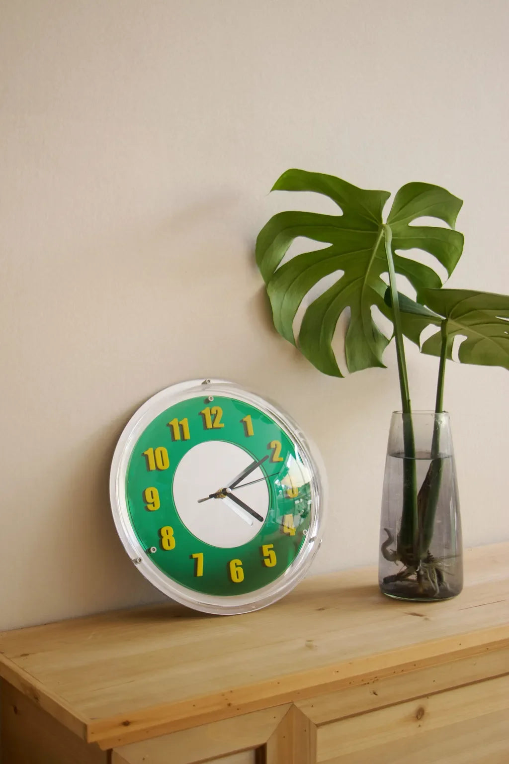 Chrome Green Reflector Clock