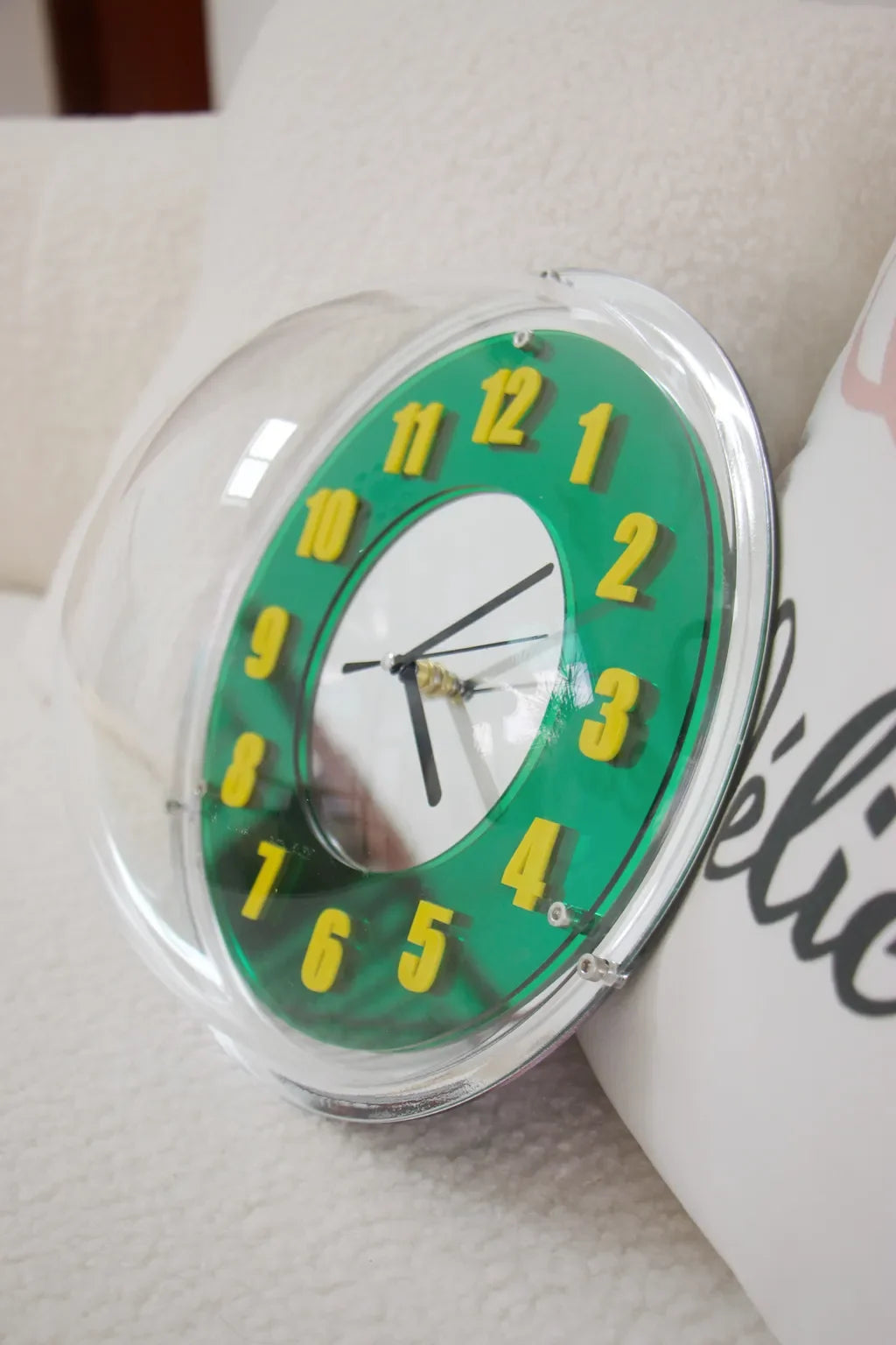 Chrome Green Reflector Clock