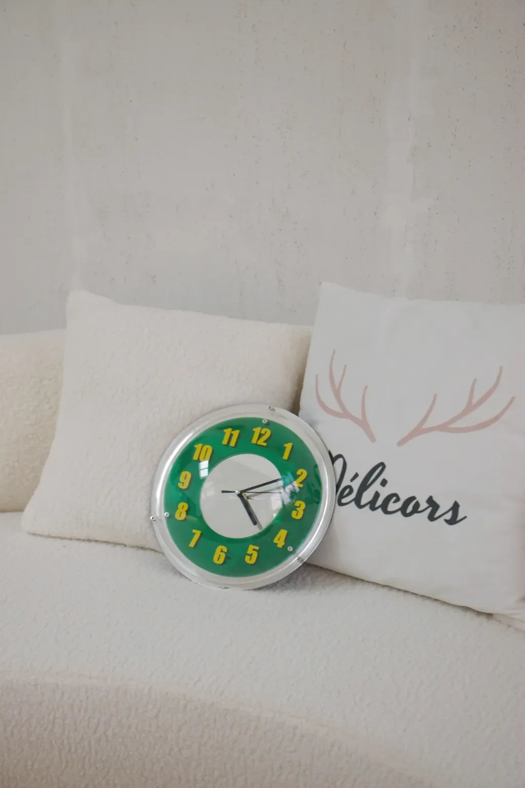 Chrome Green Reflector Clock