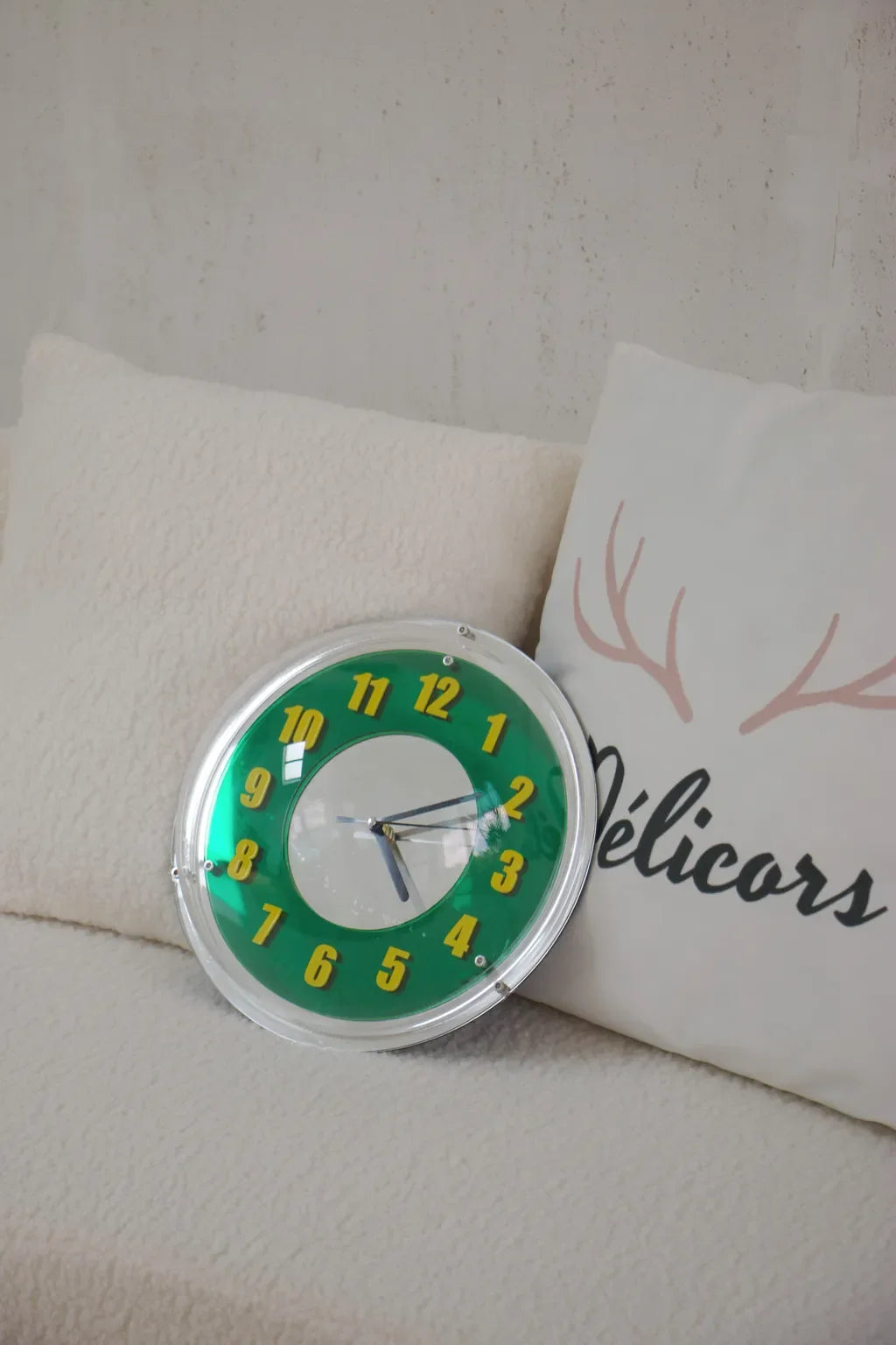 Chrome Green Reflector Clock