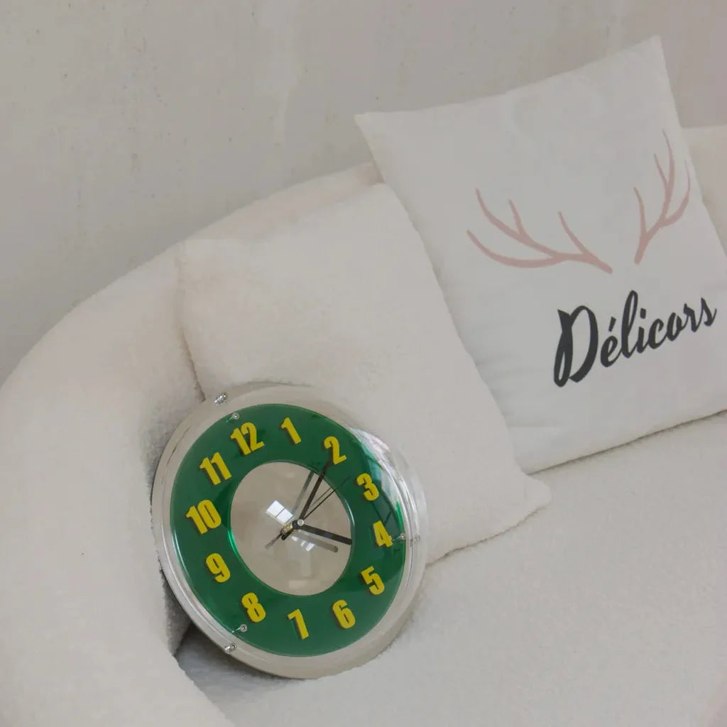 Chrome Green Reflector Clock