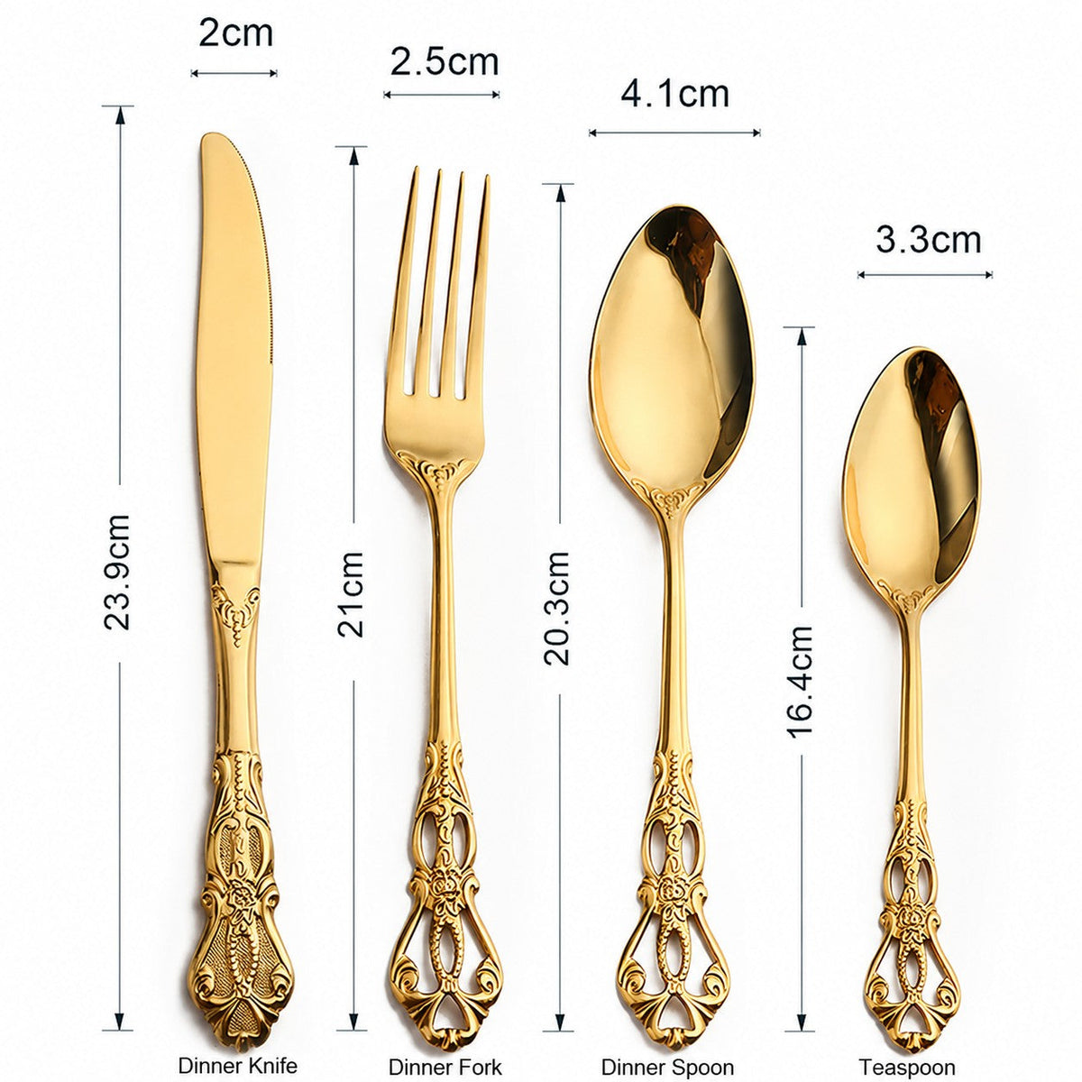 Dalia Gold Baroque Stainless Steel Cutlery Set