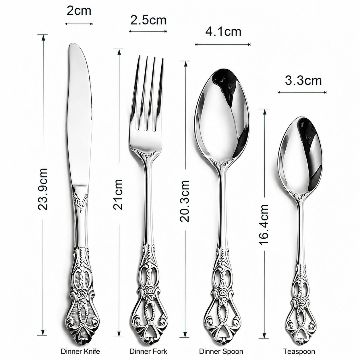 Dalia Silver Baroque Stainless Steel Cutlery Set
