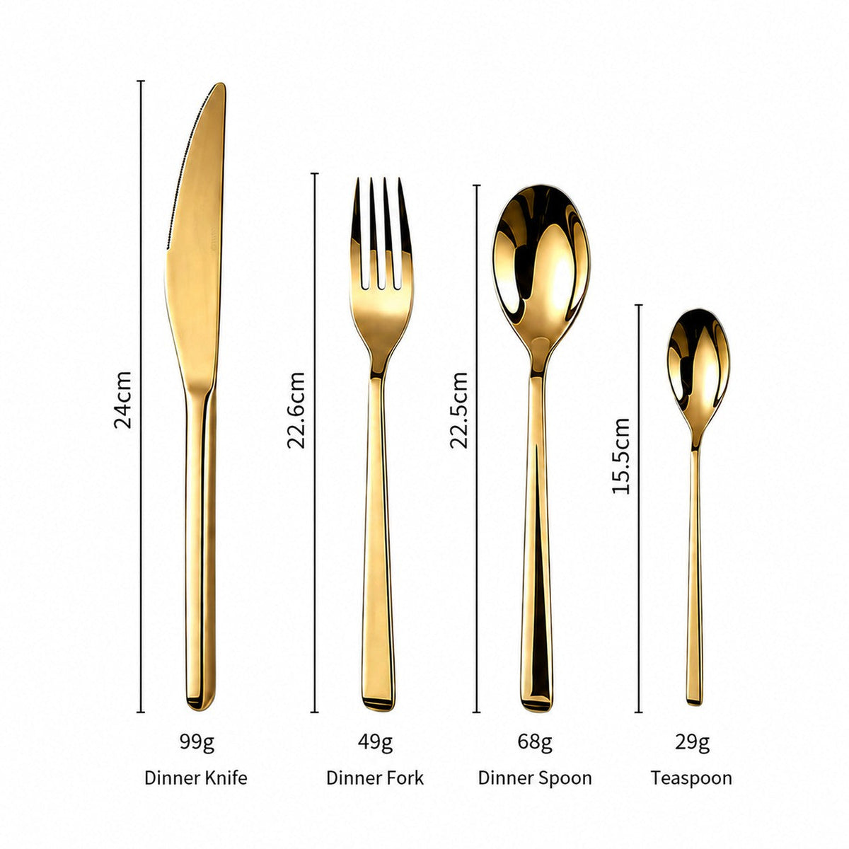 Daphne Gold Stainless Steel Cutlery Set