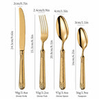 Elnoora Gold Luxury Engraved Stainless Steel Cutlery Set