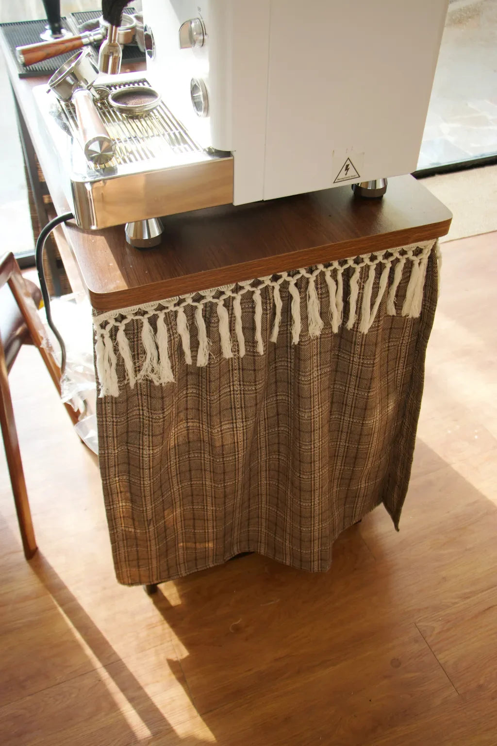 Farmhouse Camel Plaid Cabinet Curtain
