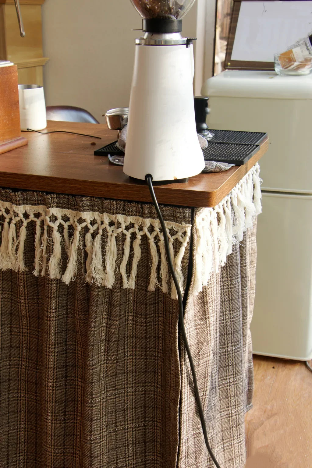 Farmhouse Camel Plaid Cabinet Curtain