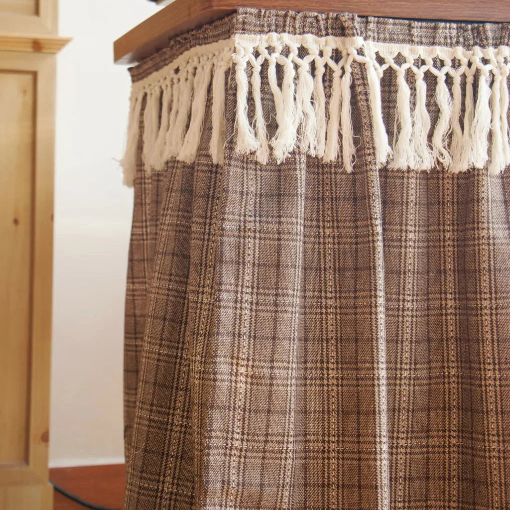 Farmhouse Camel Plaid Cabinet Curtain