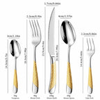 Ferran Gold Silver Diagonal Textured Stainless Steel Cutlery Set