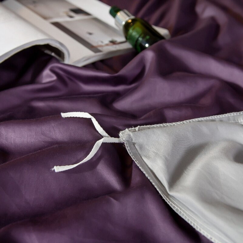 Shemir Purple Grey Reversible Egyptian Cotton Bedding Set