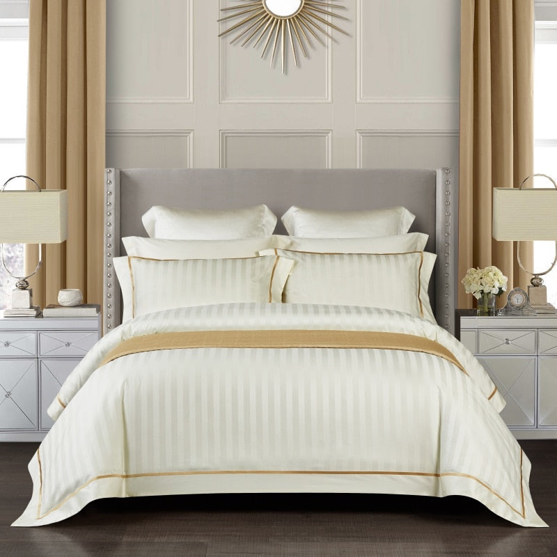 Marnula Beige Soft Silky Egyptian Cotton Bedding Set