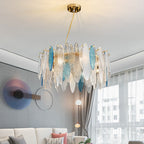 Leslie Frosted Textured Teardrop Glass Ring Chandelier