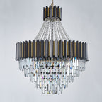 Logan Modern Stainless Steel Tiered Crystal Chandelier